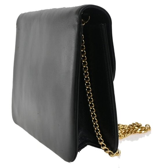 CHRISTIAN DIOR Logo Chain Shoulder Bag Leather Black GHW France 73KB440 - Picture 4 of 14